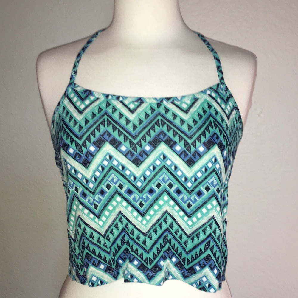 Forever 21 Aqua/Blue/Teal/Navy Crop Top Small